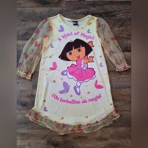 Nick Jr. Dora The Explorer Y2K Long Sleeve Ballerina Girl's Pajama Nightgown 6-7
